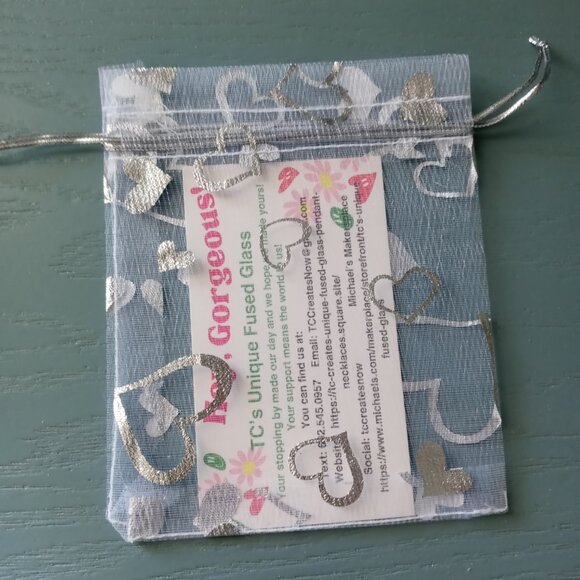 One-of-a-Kind Yellow & Pink Nature Inspired Fused Glass Pendant Necklace - Picture 8 of 9